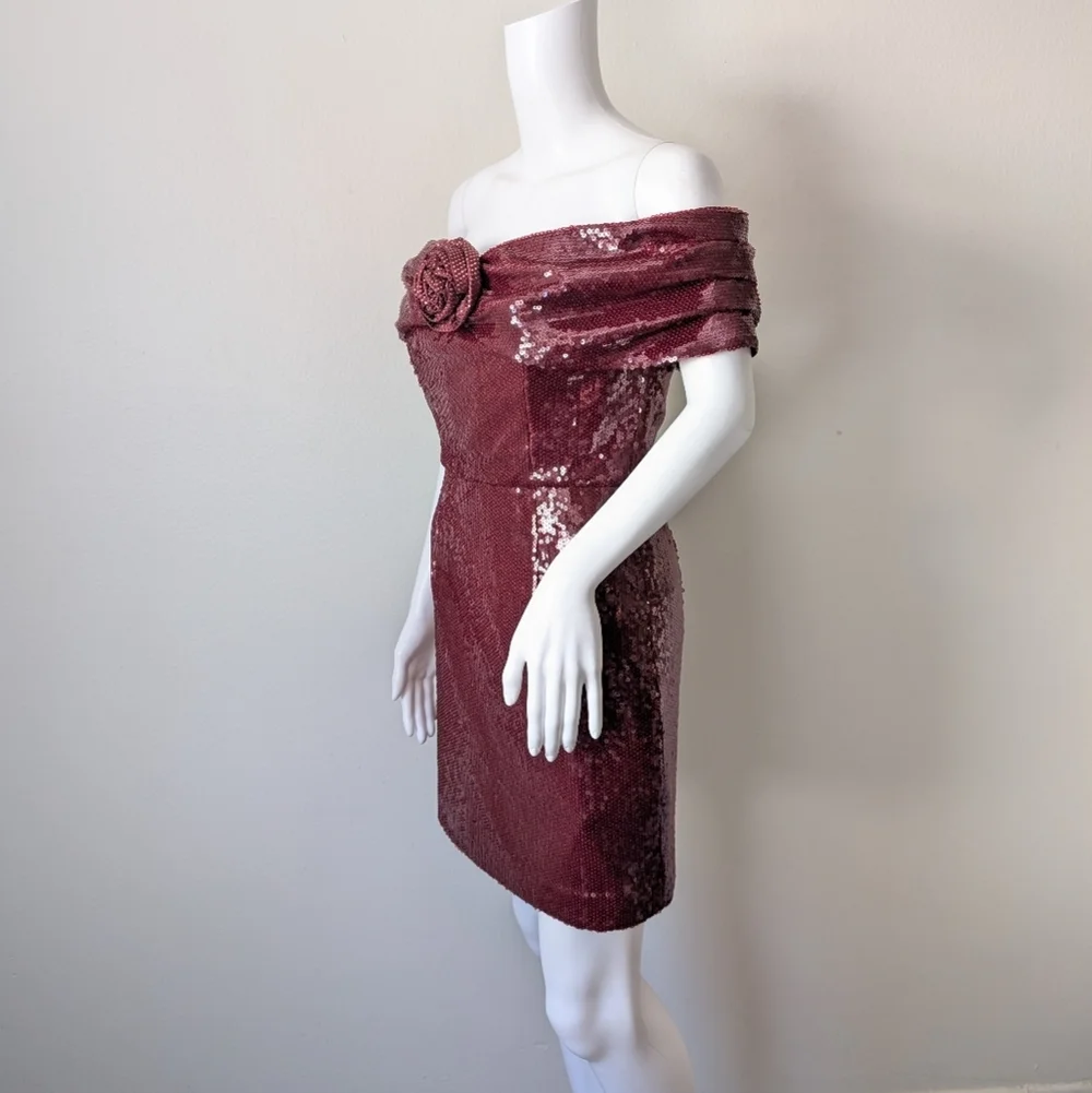 Rebecca Vallance X Nicky Hilton 4 Burgundy Sequin Mini Dress Celebrity formal